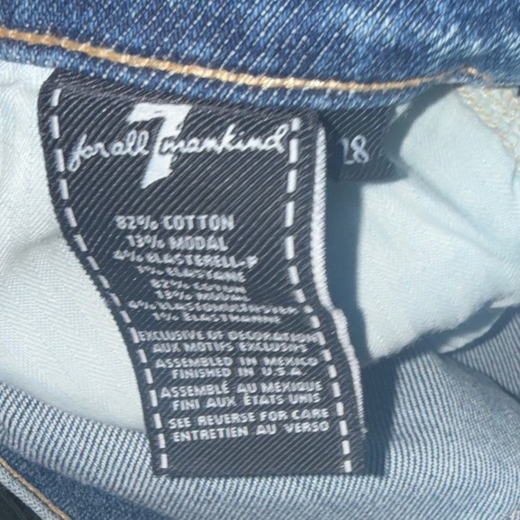 7 For All Mankind Luxe Vintage Sequin Cuff Boyfriend Jeans Blue - Picture 6 of 6